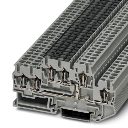 Phoenix Contact Multi-Level Terminal Block; STTB 2.5-TWIN PV; 20A; 600V; 2-Level; #28 - #12; Spring-Cage Connection; Gray